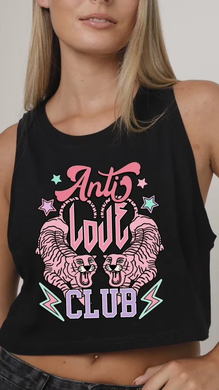 INDIE NATION ANTI LOVE CLUB LADIES CROP TOP BLACK