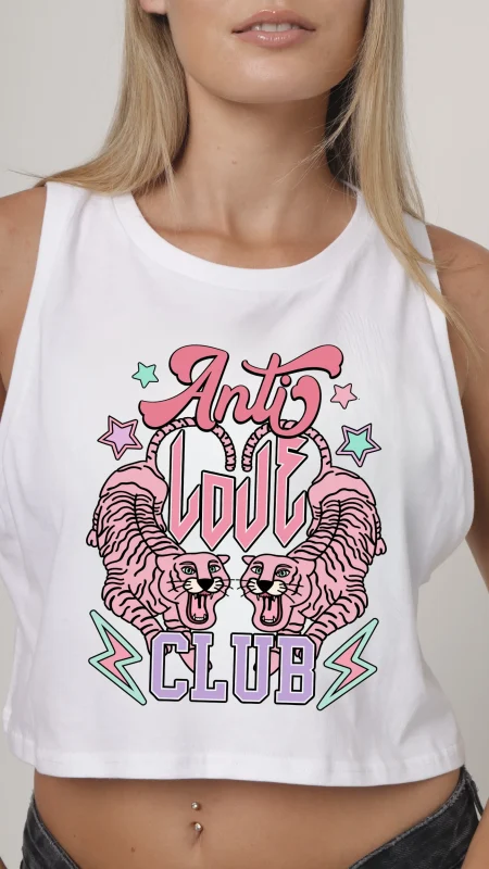 INDIE NATION ANTI LOVE CLUB LADIES CROP TOP WHITE