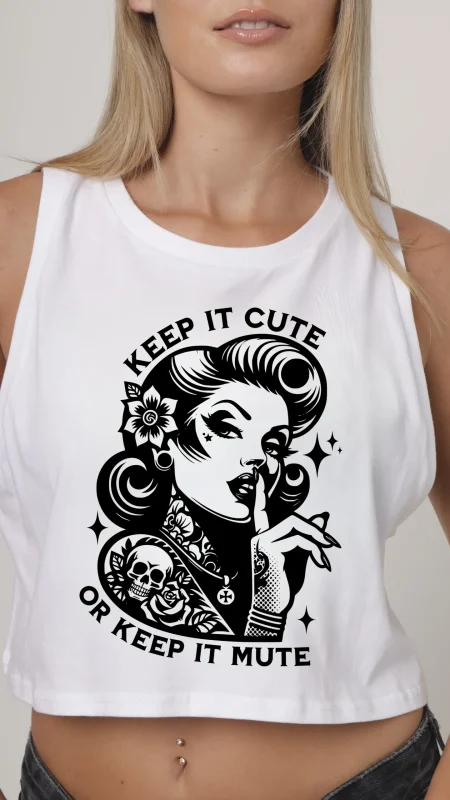 INDIE NATION KEEP IT CUTE LADIES CROP VEST WHITE