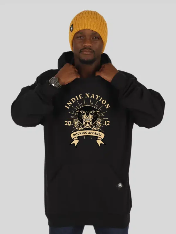 INDIE NATION ROARING PANTHER TATTOO MENS HOODIE
