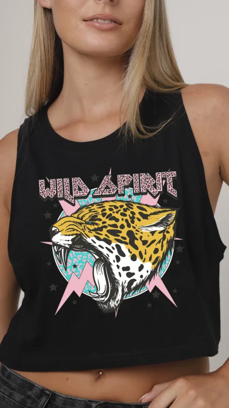 INDIE NATION WILD SPIRIT LADIES CROP VEST BLACK