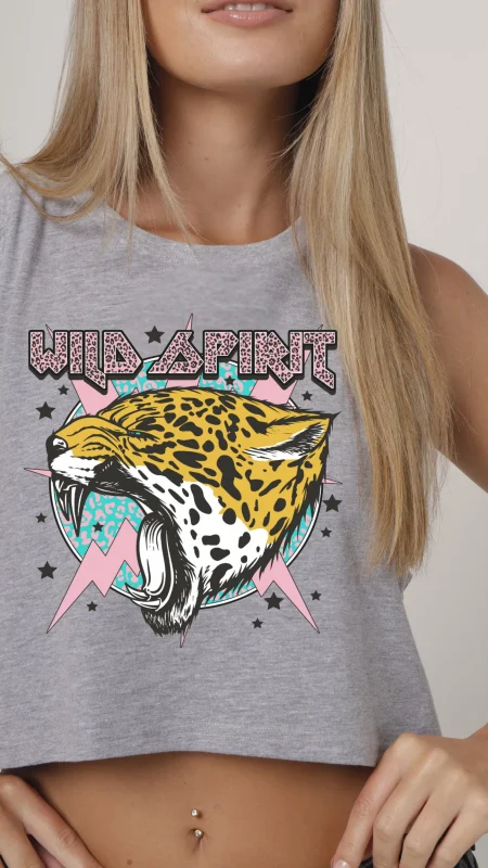 INDIE NATION WILD SPIRIT LADIES CROP VEST GREY