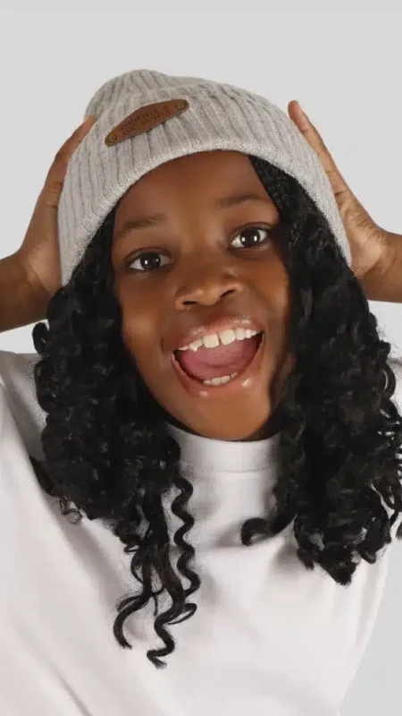 KIDS GREY RIB BEANIE