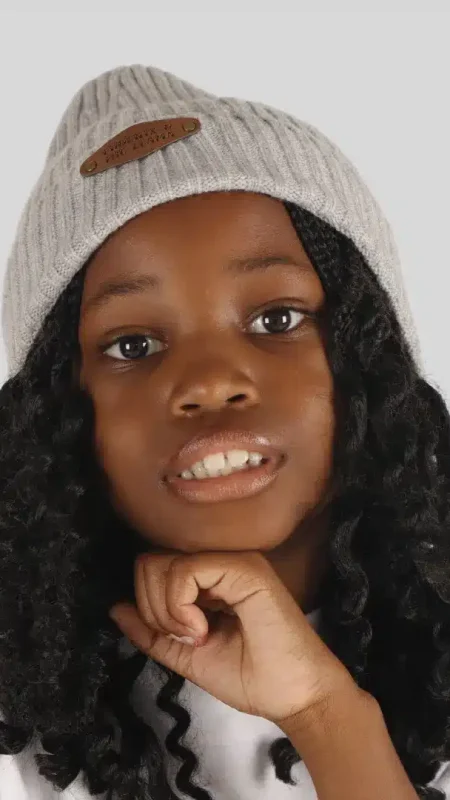 KIDS GREY RIB BEANIE