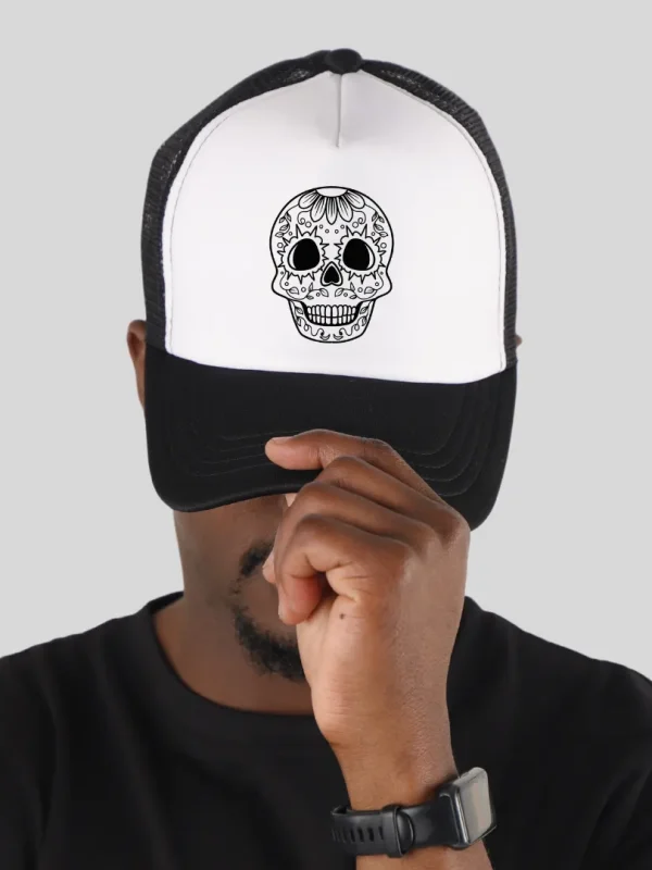 sugar skull trucker cap