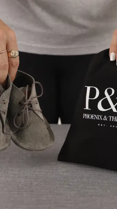 grey leather baby vellies